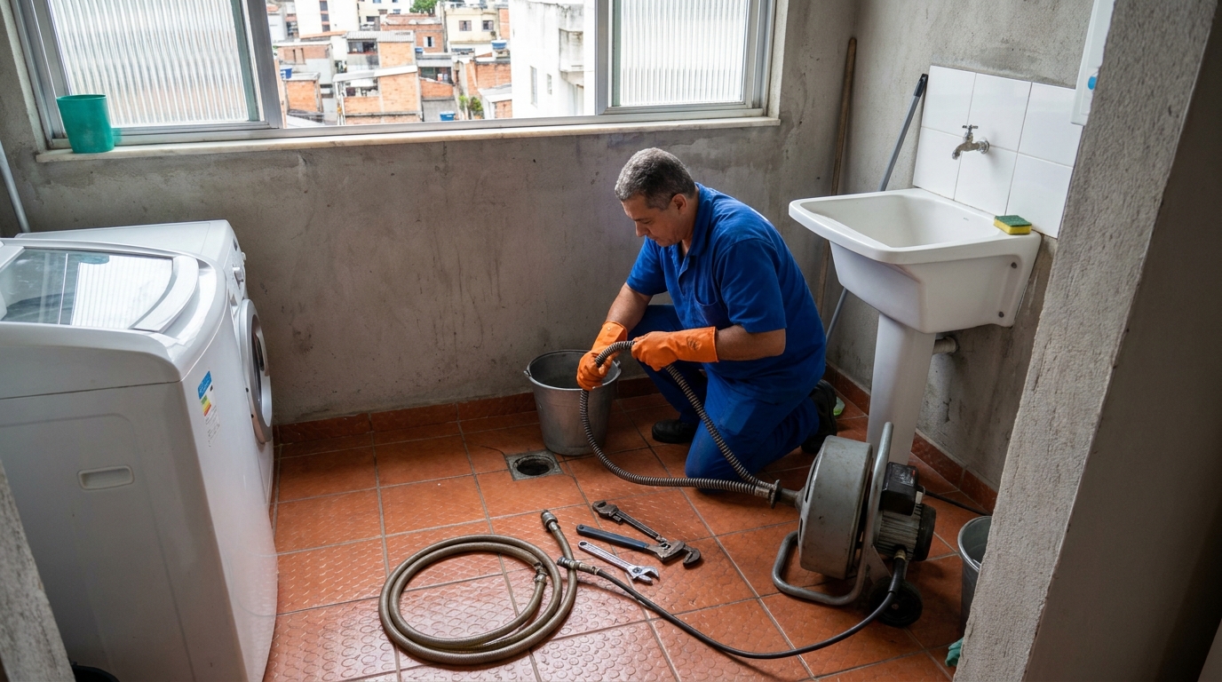 Desentupimento de ralo com equipamento em Campo Grande‑MS