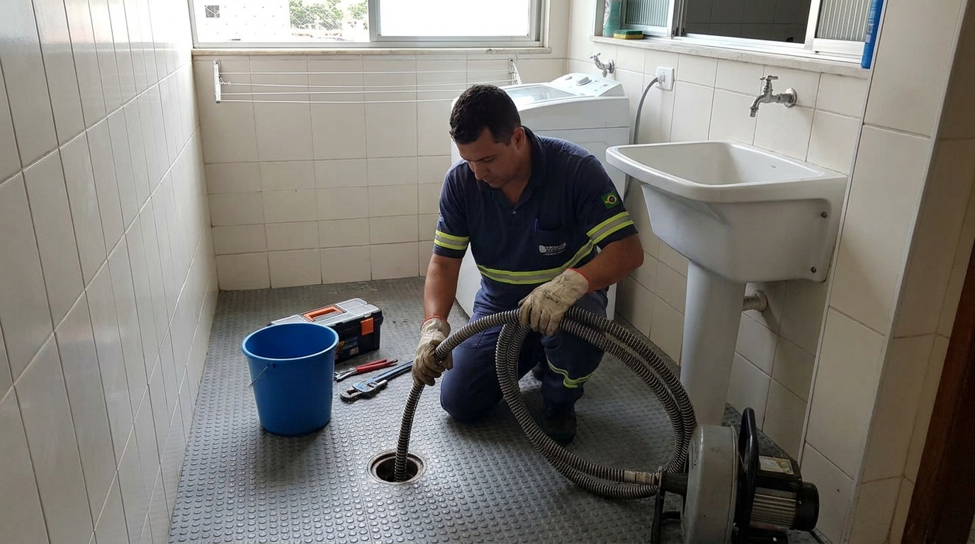Desentupimento de ralo residencial em Campo Grande‑MS