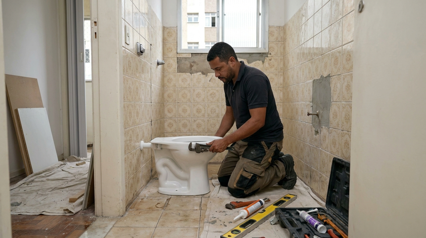 Instalação de vaso sanitário profissional em Campo Grande‑MS