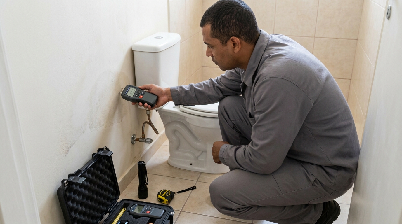Técnico de caça vazamento em residência em Campo Grande‑MS